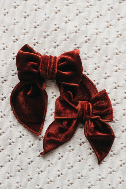 Bencer & Hazelnut Red Velvet Clip In Hair Bow PREORDER