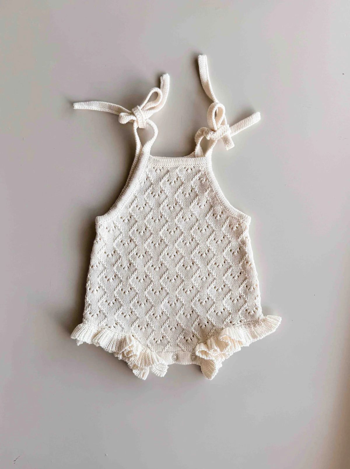 Freckles The Label Mila Pointelle Tie Romper Snow