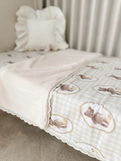Pop Ya Tot Ted & Duck Fur Lined Cot Blanket