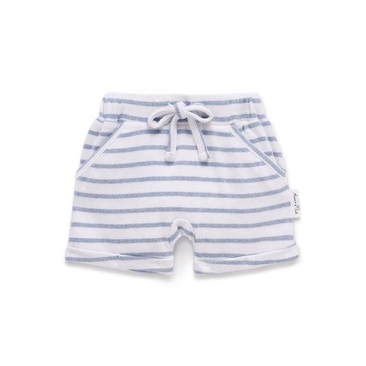 Aster & Oak Blue Stripe Rib Shorts