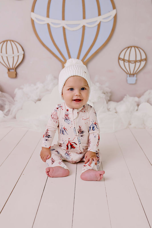 Confetti Kidz Circus Bunnies Bamboo Zipsuit