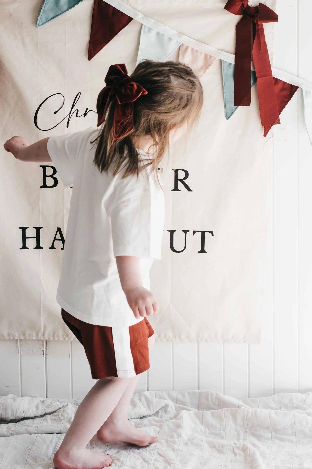 Bencer & Hazelnut Jersey Shorts Red & White PREORDER
