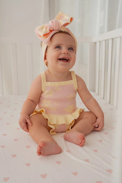 Little & Fern Knit Summer Set Daisy Floral Lemon