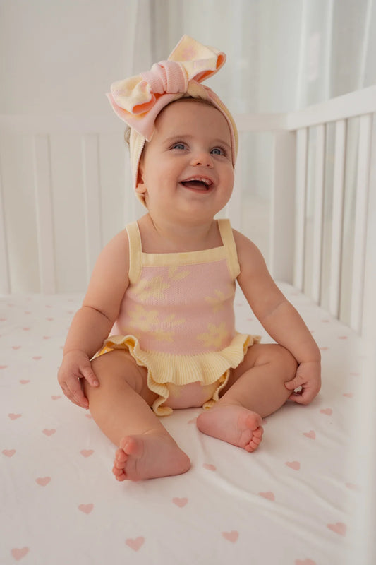Little & Fern Knit Summer Set Daisy Floral Lemon