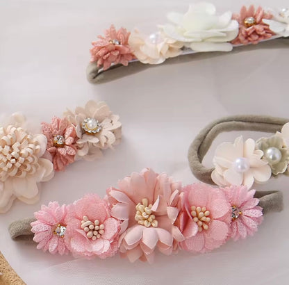 3Pcs/Set Artificial Flower Baby Headbands