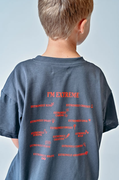 Dear Darcy ‘I’m Extreme’ Tee Charcoal & Red