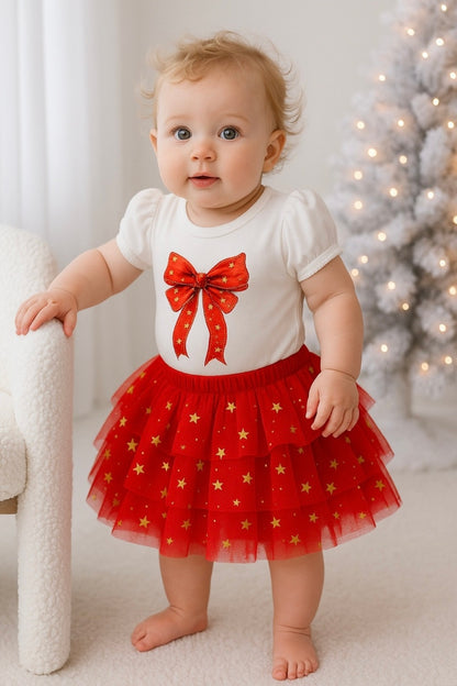 Confetti Kidz Classic Christmas Tulle Skirt Red Stars