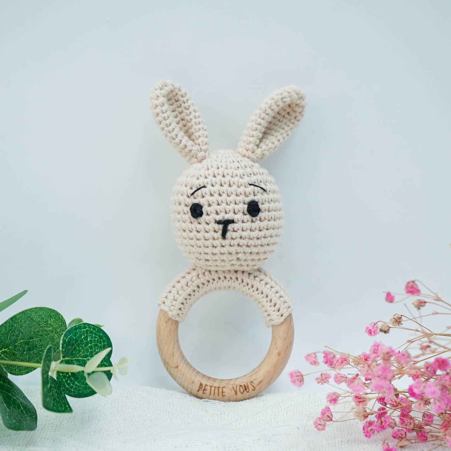 Petite Vous Crochet Brodie Bunny Ring Rattle