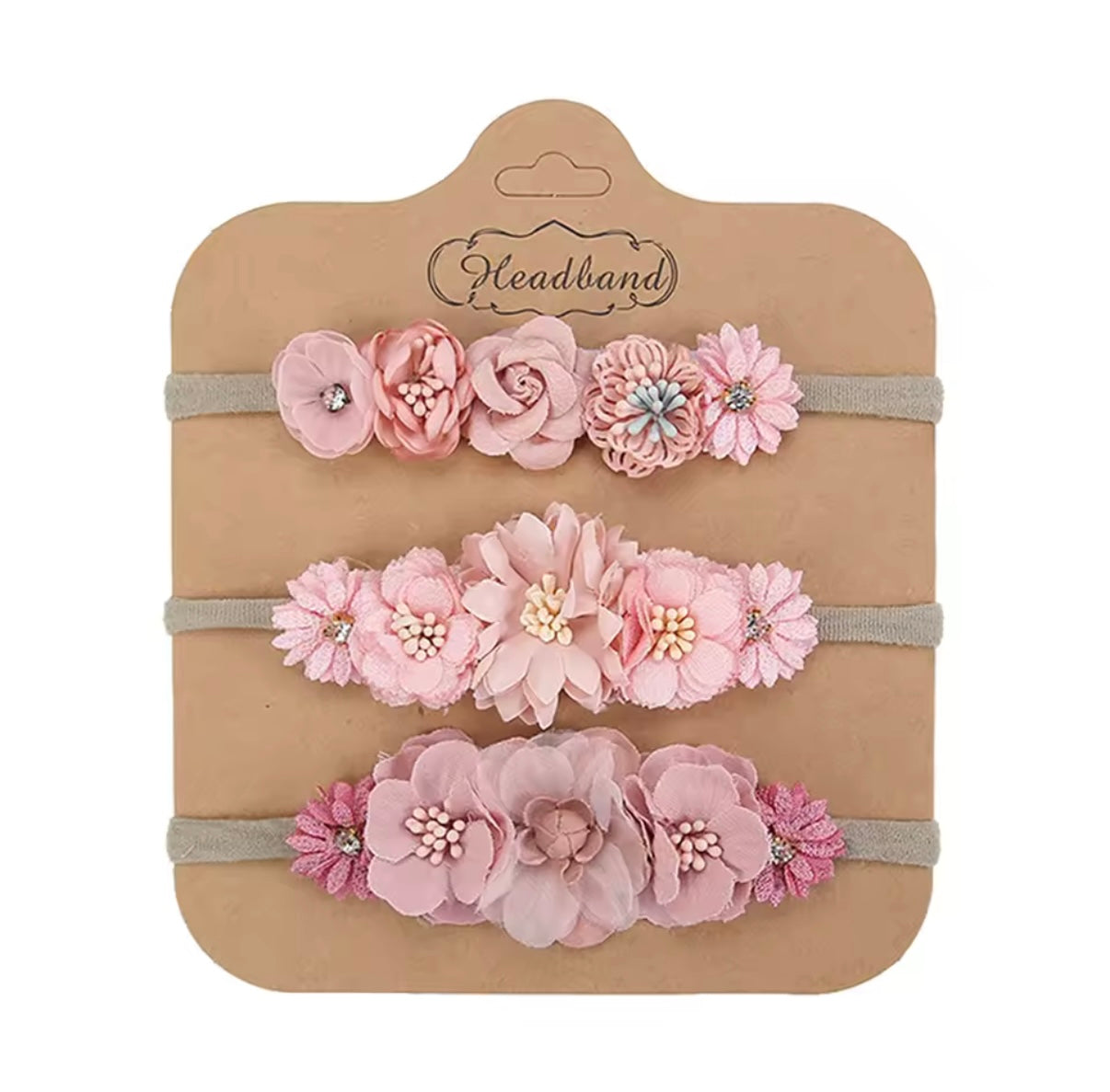 3Pcs/Set Artificial Flower Baby Headbands