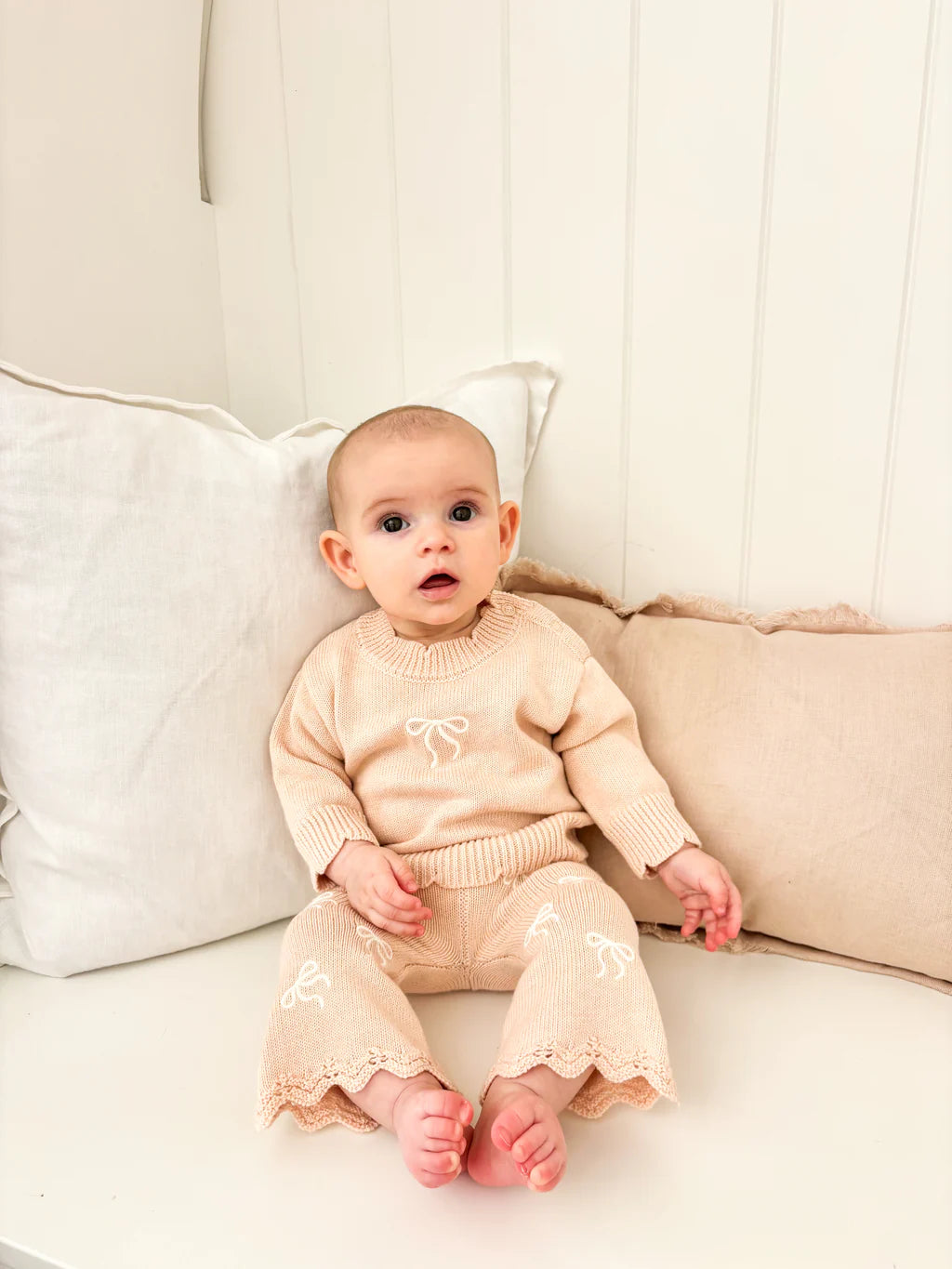 Blossom & Pear Cosy Bow Knit Set Pink Lemonade