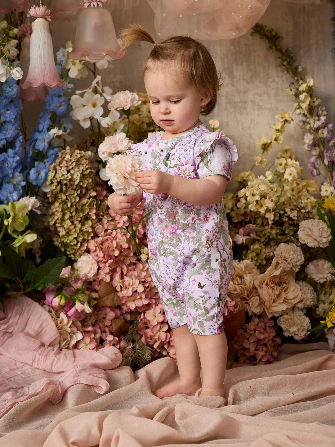 Fleur Harris ‘Heirloom Treasures’ Precious Shorty Frill Coverall in Pink Multi