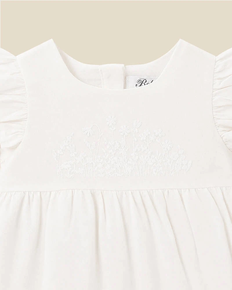 Bébé by Minihaha Floral Embroidered Romper Ivory