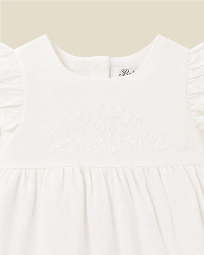 Bébé by Minihaha Floral Embroidered Romper Ivory