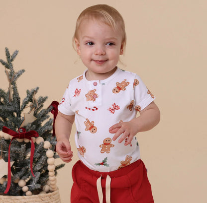 Snuggle Hunny Gingerbread Short Sleeve Bodysuit