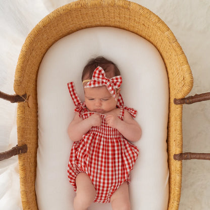 Little & Fern Bow Headband Red Gingham PRE-ORDER