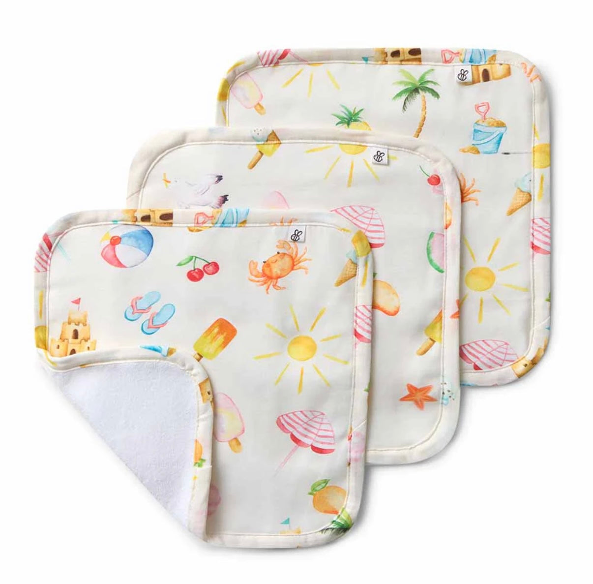 Snuggle Hunny Beach Fun Wash Cloths 3 Pack