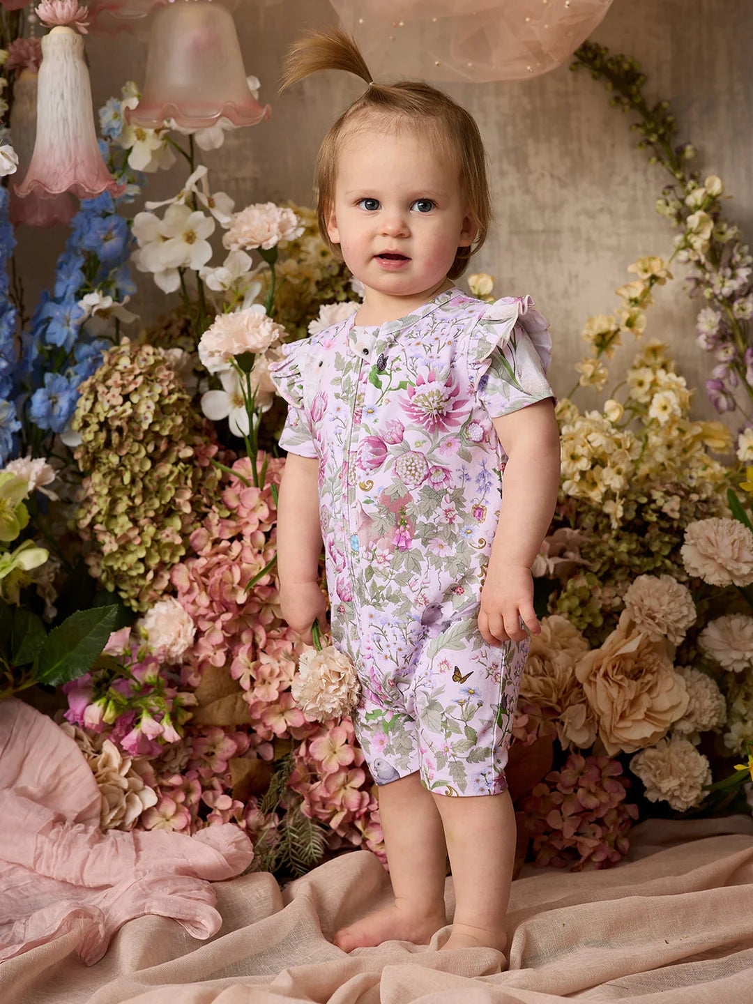 Fleur Harris ‘Heirloom Treasures’ Precious Shorty Frill Coverall in Pink Multi