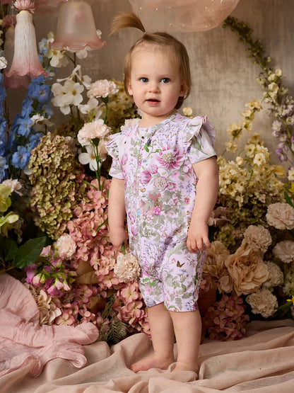 Fleur Harris ‘Heirloom Treasures’ Precious Shorty Frill Coverall in Pink Multi