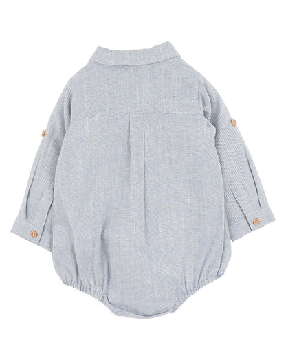 Bébé by Minihaha Oliver Stripe Shirt Bodysuit Sky Blue