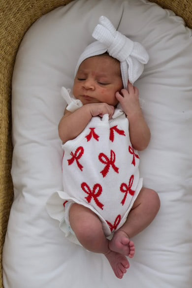 Petite + Co Summer Frill Romper Red Bows