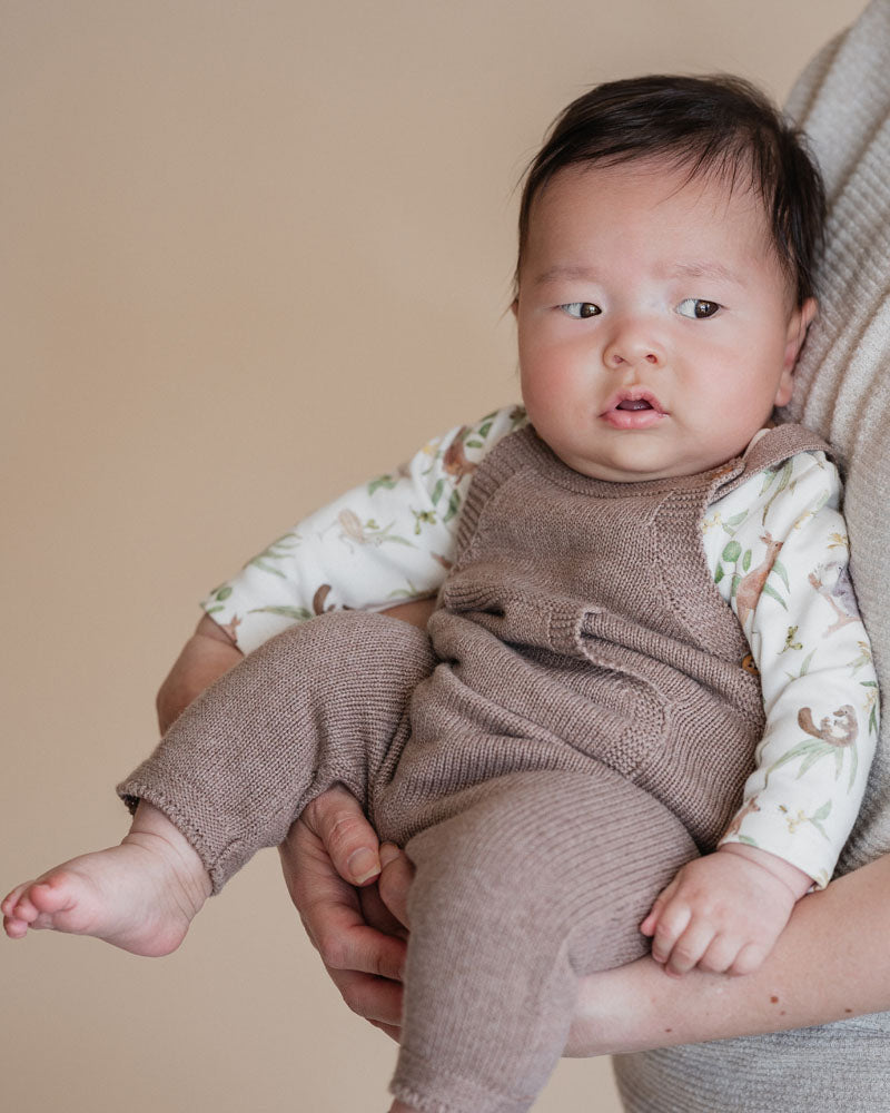 Bébé by Minihaha Bailey Knitted Overalls Chestnut