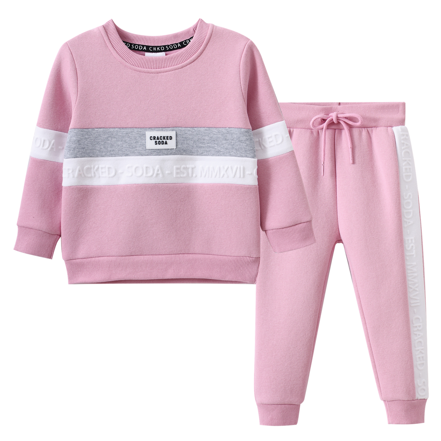 Cracked Soda Cracked Soda Nova Fleece Crew & Pant Set Blush