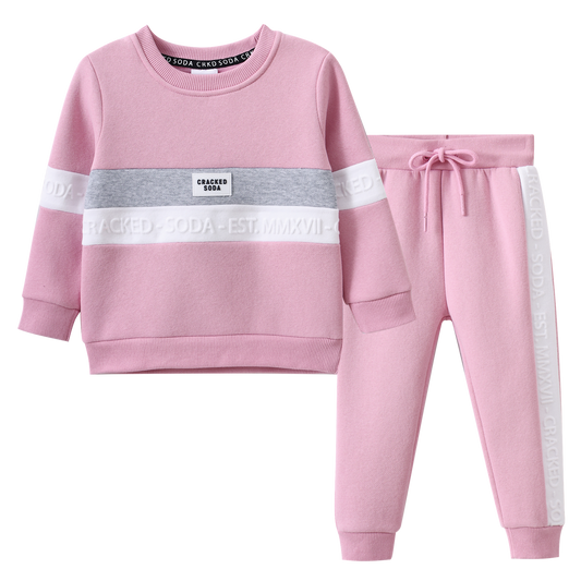 Cracked Soda Cracked Soda Nova Fleece Crew & Pant Set Blush