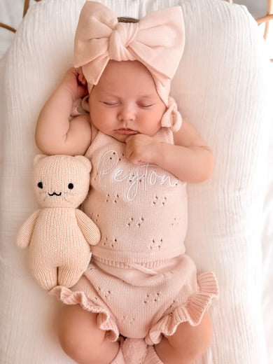 Petite + Co Pointelle Frill Set Baby Pink