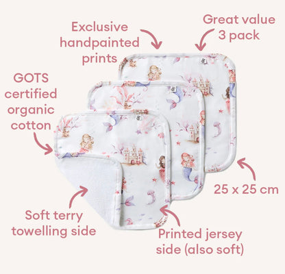 Snuggle Hunny Mermaid Wash Cloths 3 Pack