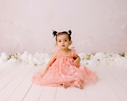 Confetti Kidz Floral Tulle Party Dress Peach