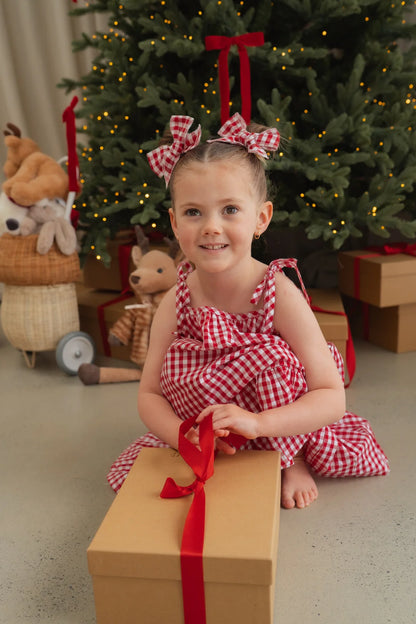 Little & Fern Tie Dress Red Gingham PRE-ORDER