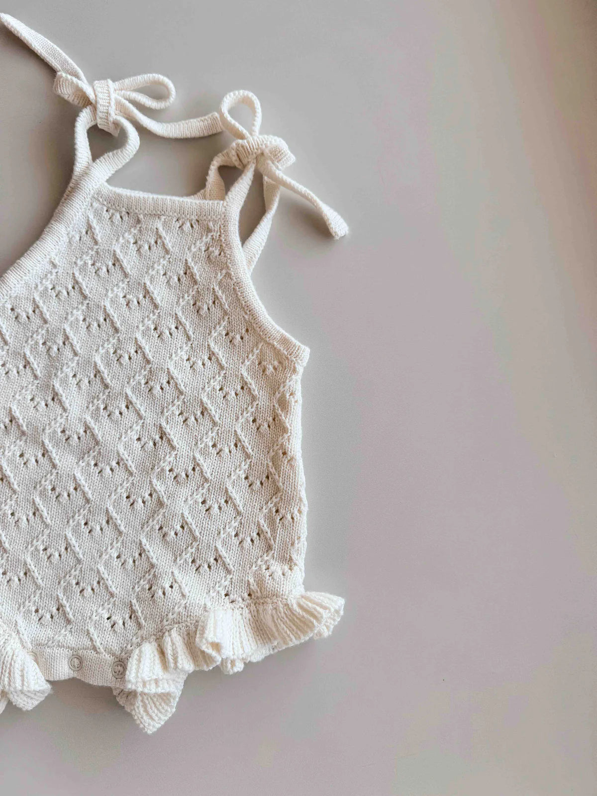 Freckles The Label Mila Pointelle Tie Romper Snow