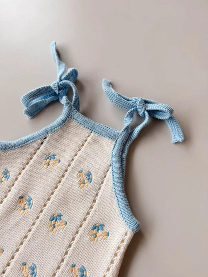 Freckles The Label Bloom Pointelle Tie Romper Pansy
