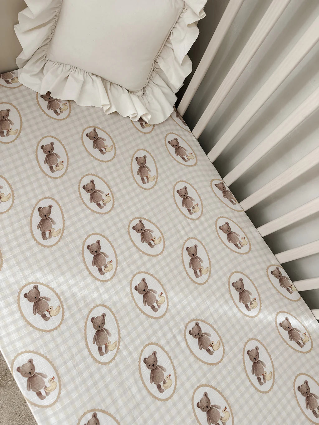 Pop Ya Tot Ted & Duck Fitted Cot Sheet