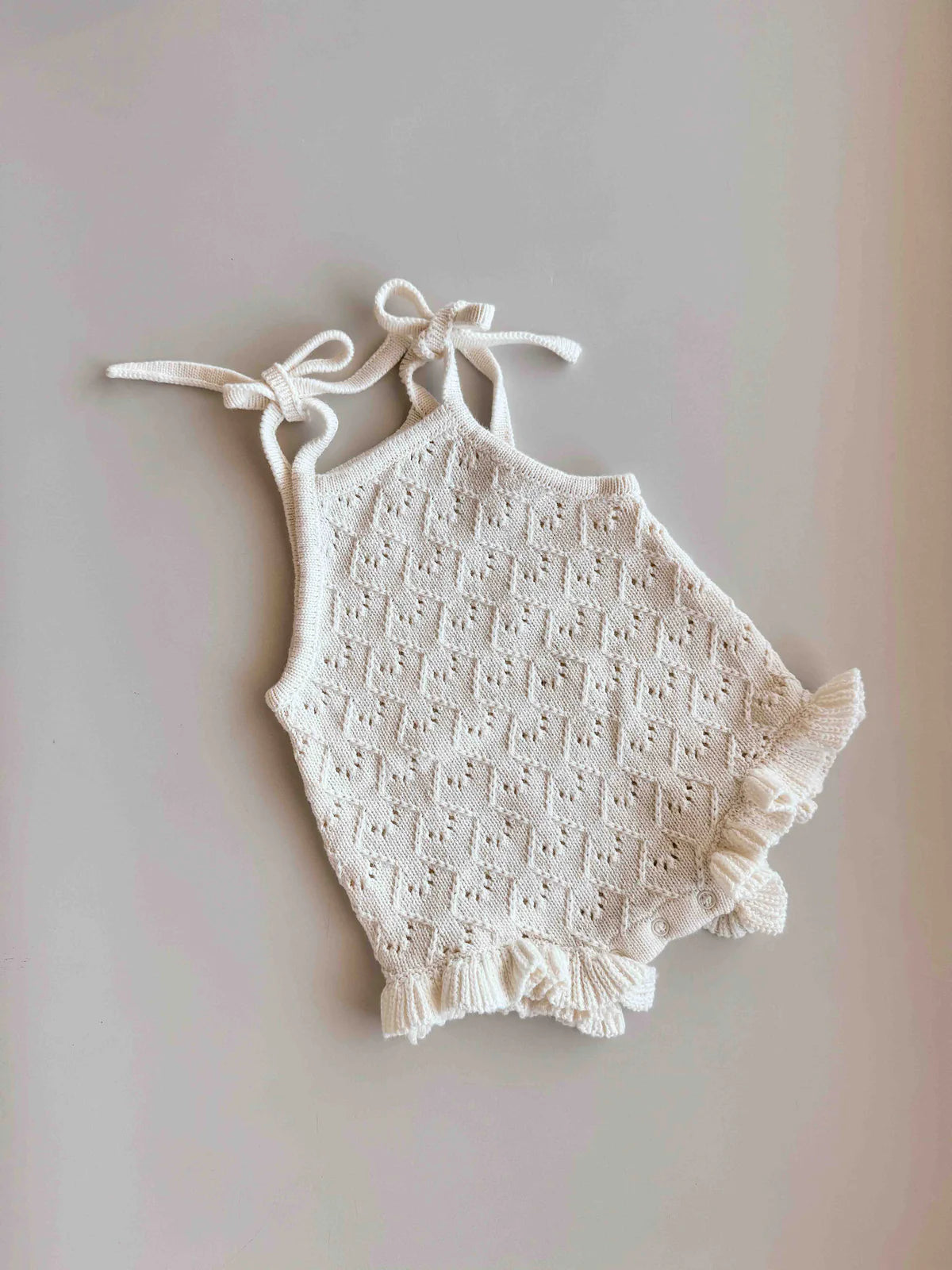 Freckles The Label Mila Pointelle Tie Romper Snow