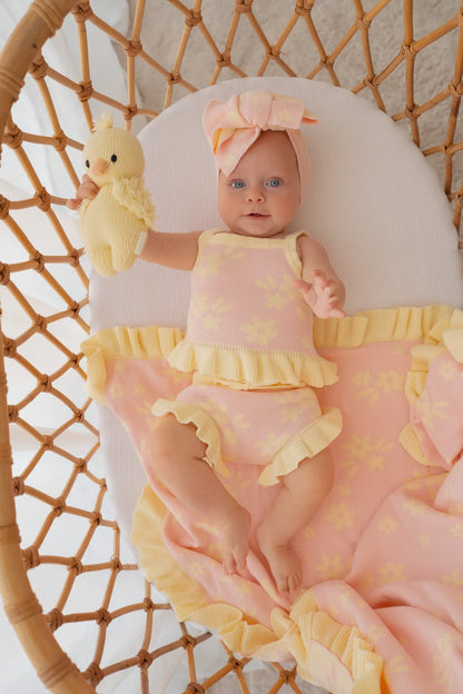 Little & Fern Knit Summer Set Daisy Floral Lemon