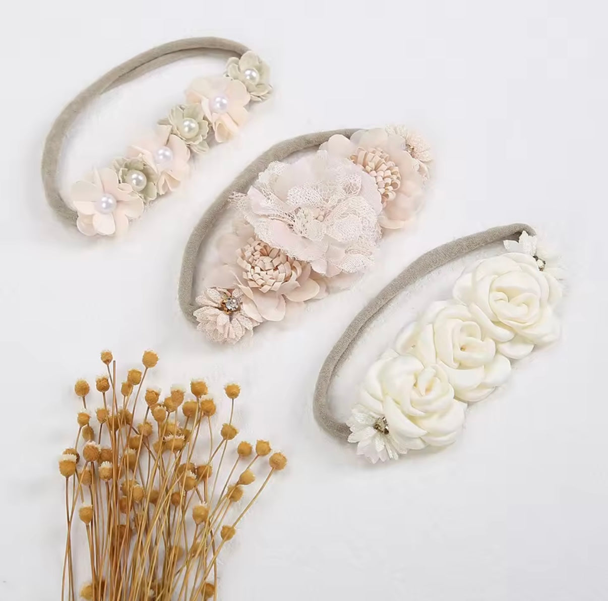 3Pcs/Set Artificial Flower Baby Headbands