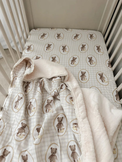 Pop Ya Tot Ted & Duck Fur Lined Cot Blanket
