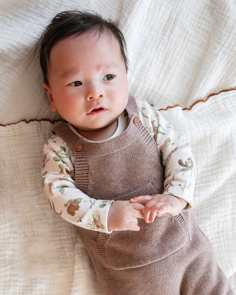 Bébé by Minihaha Bailey Knitted Overalls Chestnut