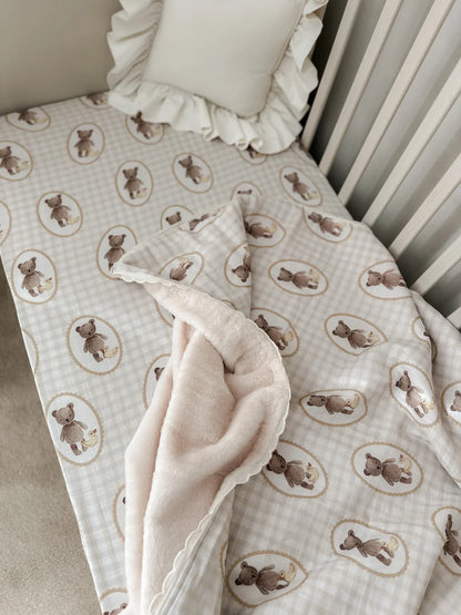 Pop Ya Tot Ted & Duck Fur Lined Cot Blanket