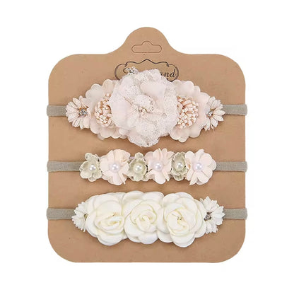 3Pcs/Set Artificial Flower Baby Headbands