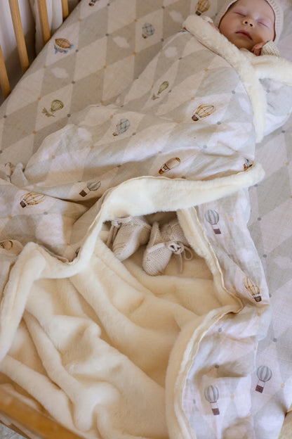 Pop Ya Tot Up & Away Fur Lined Cot Blanket