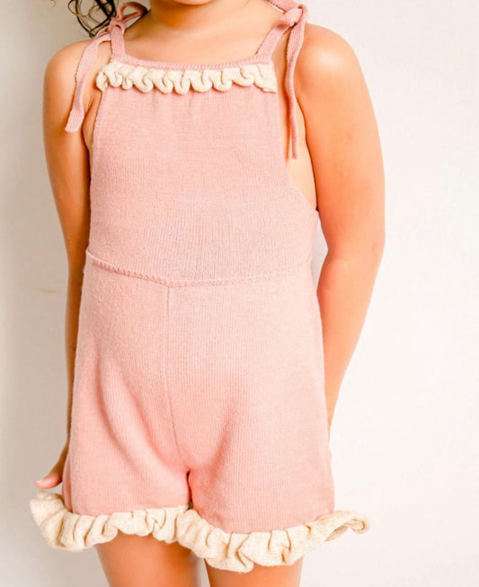 ILUH By Elsie Lottie Jumpsuit Pink with Cream Frill