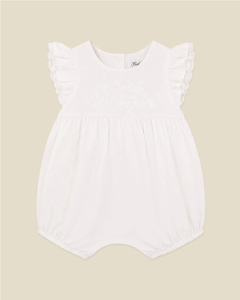Bébé by Minihaha Floral Embroidered Romper Ivory
