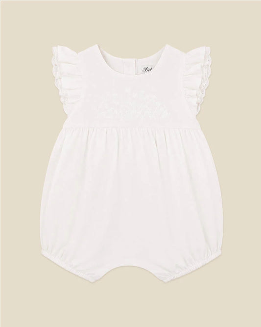 Bébé by Minihaha Floral Embroidered Romper Ivory