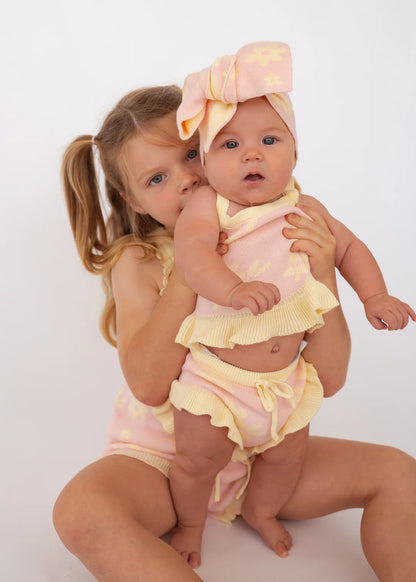 Little & Fern Knit Summer Set Daisy Floral Lemon