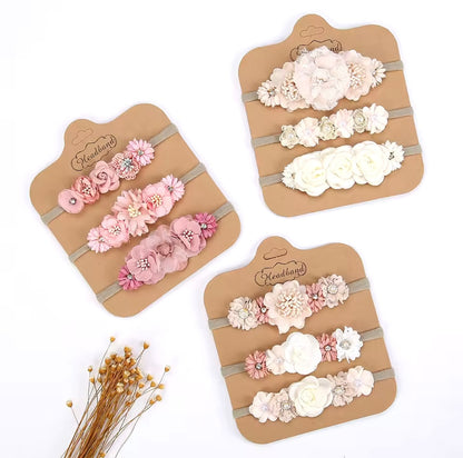 3Pcs/Set Artificial Flower Baby Headbands