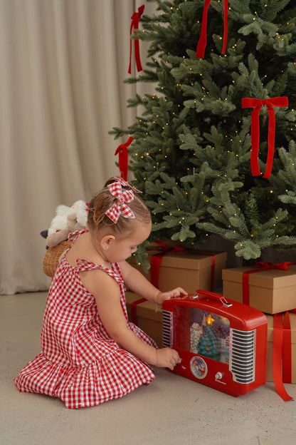 Little & Fern Twin Bow Hair Clips Red Gingham PRE-ORDER