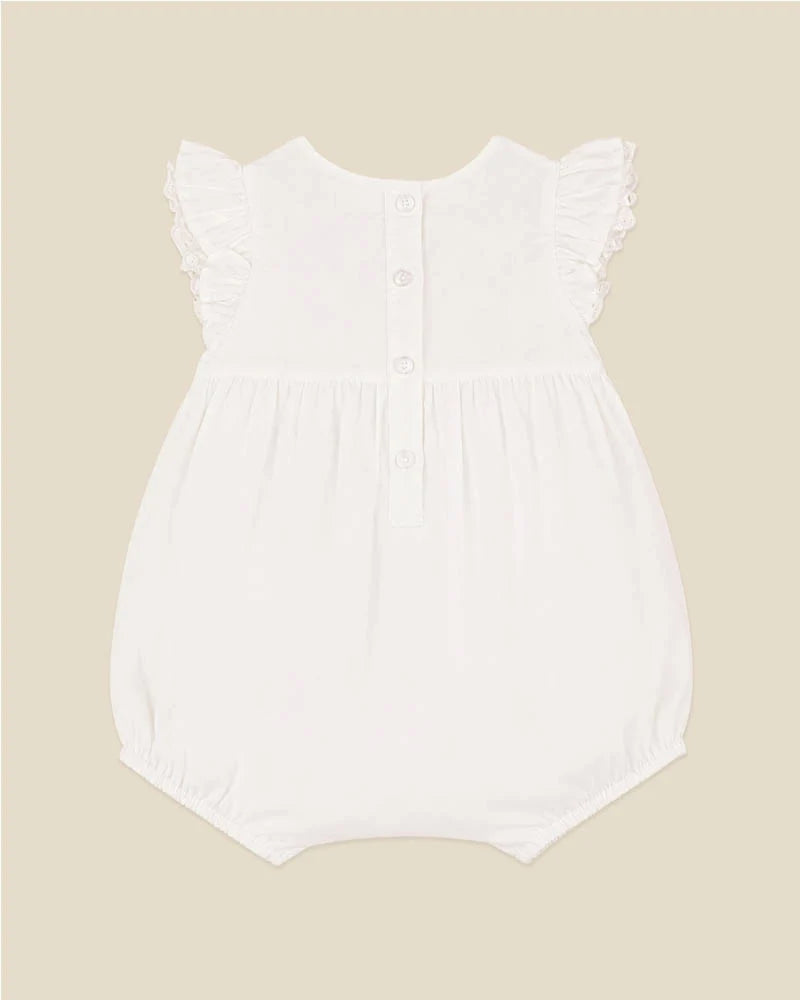 Bébé by Minihaha Floral Embroidered Romper Ivory