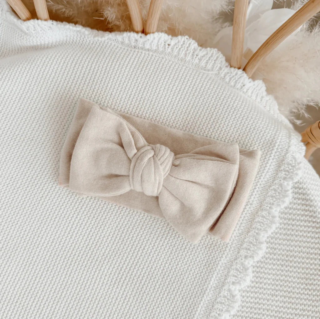 Blossom & Pear Knit Topknot Headband Vanilla Latte